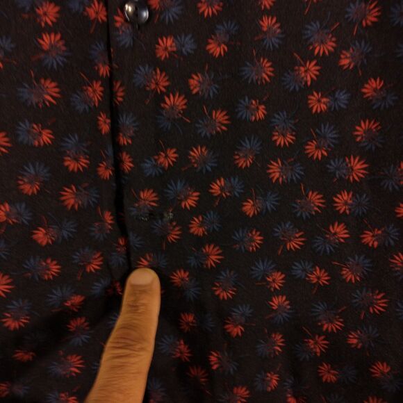 Express hawaiian shirt mens L Large blue rayon all over floral short sleeve - Picture 5 of 11